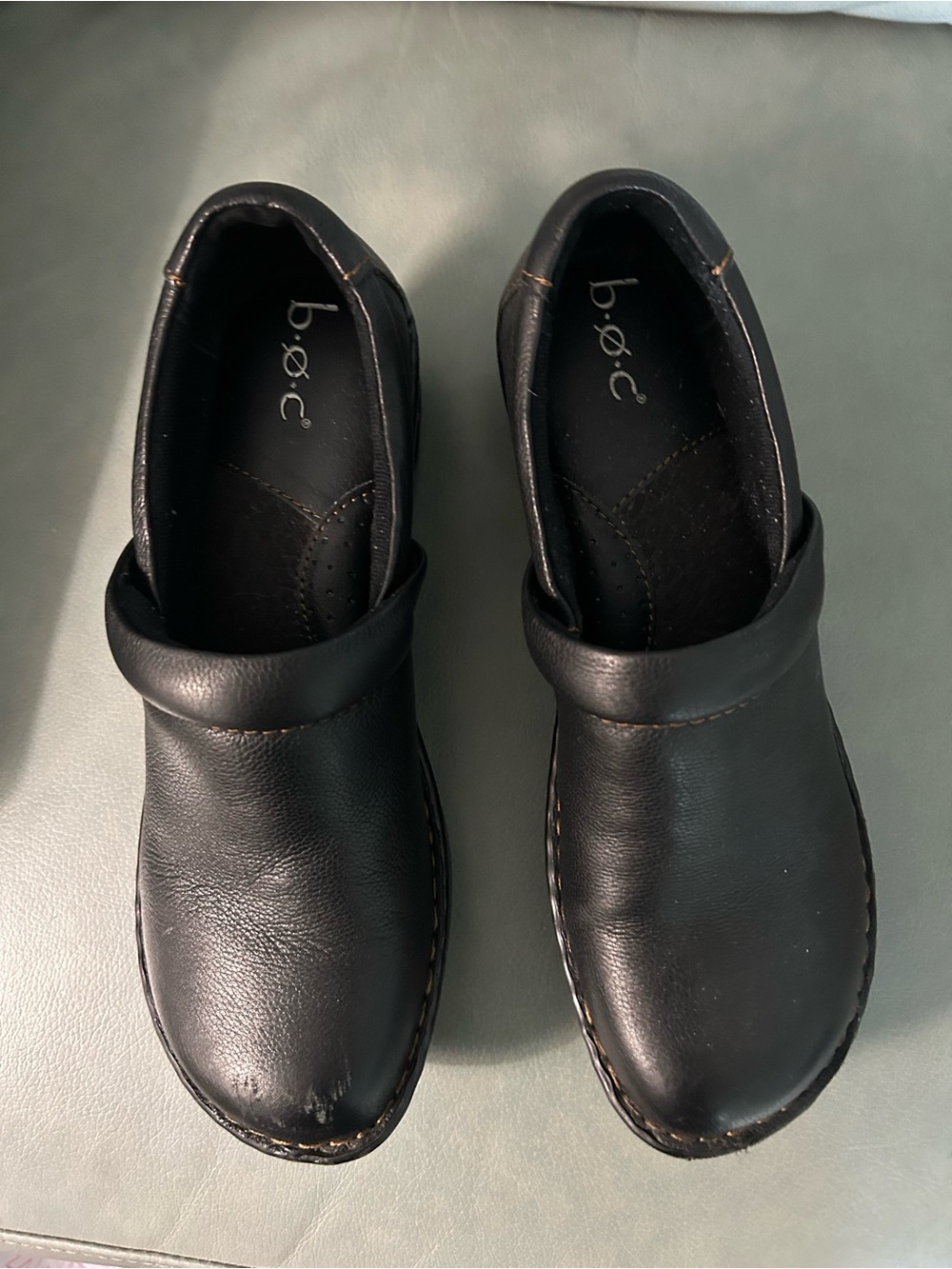 b.o.c. Wimans Black Slip-On Leather Clog